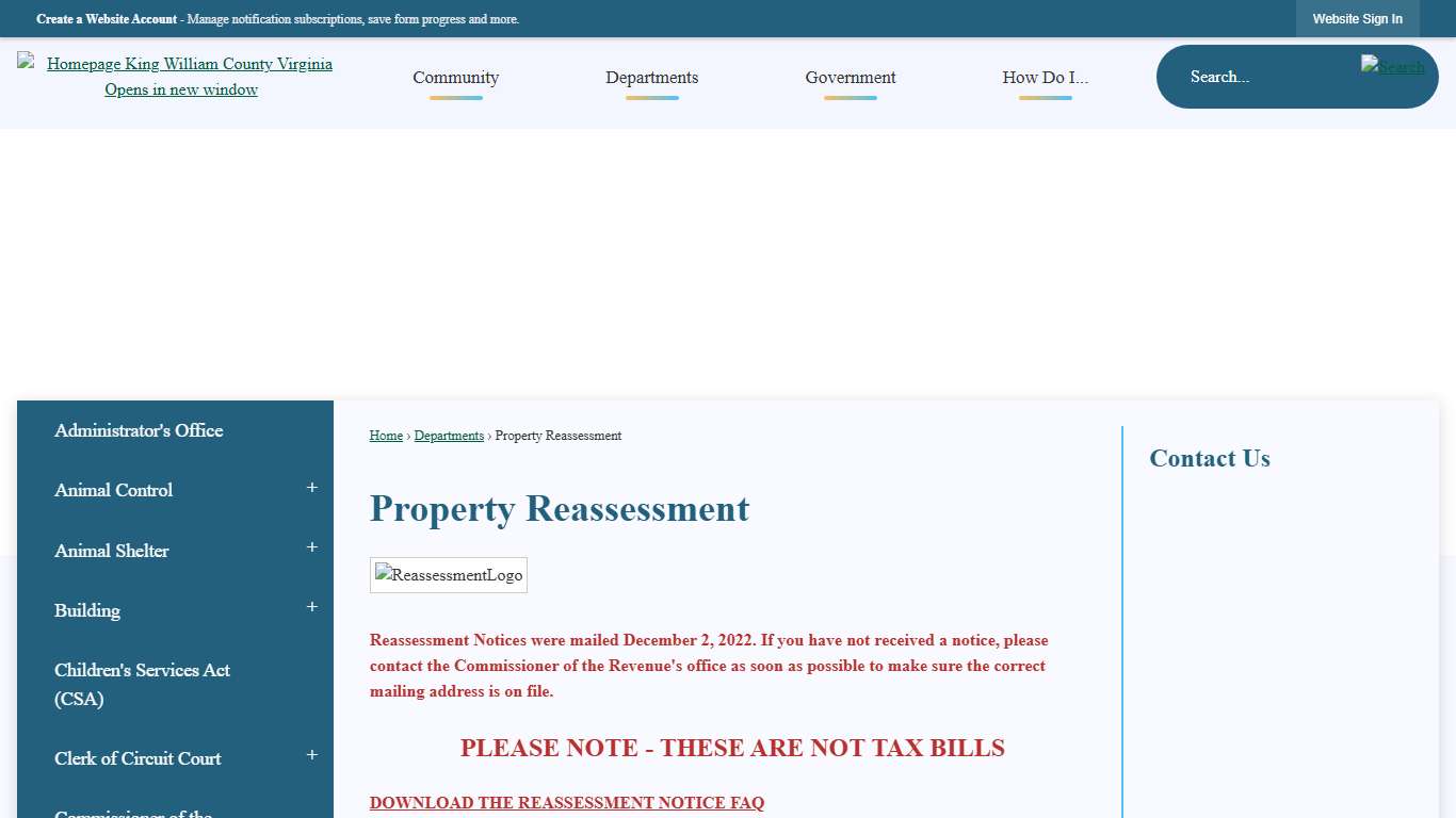 Property Reassessment | King William County, VA